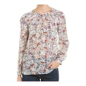 Rebecca Taylor 4 Fall Ruby Silk Blend‎ V-Neck Floral Peasant Blouse